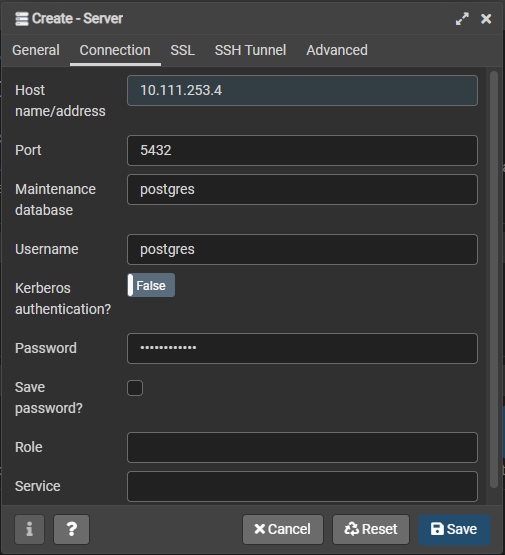 pgAdmin Environment