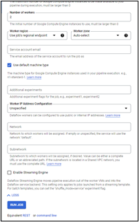 Dataflow Jobs page