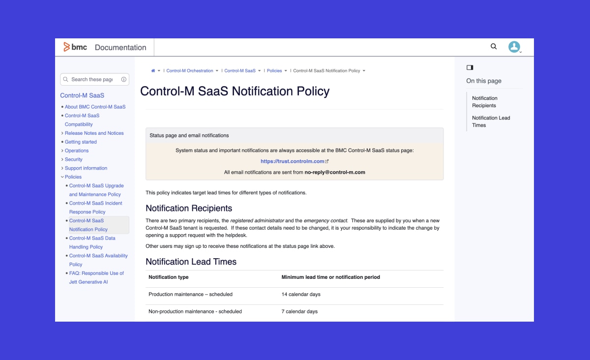 BMC Notification Policy
