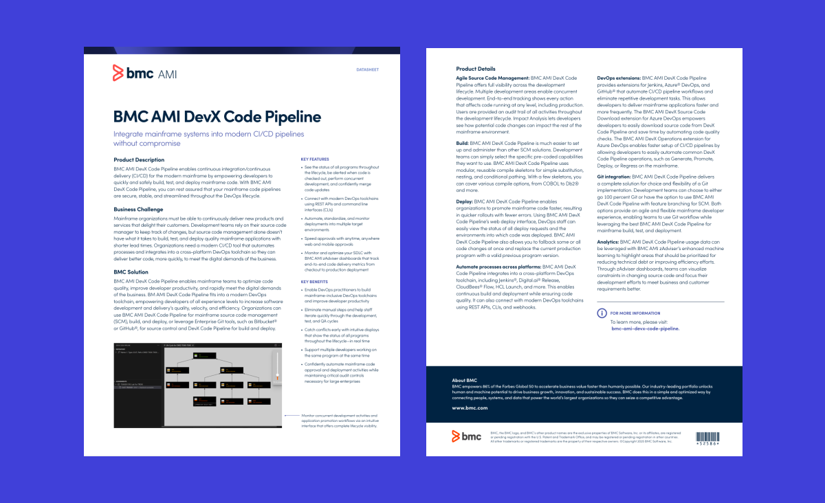 BMC AMI DevX Code Pipeline Datasheet